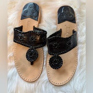 Jack Rogers Black Leather Sandals Size 8
